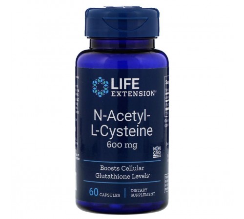 N-ацетил-L-цистеин, N-Acetyl-L-Cysteine, Life Extension, 600 мг, 60 вегетарианских капсул N-ацетил-L-цистеин, N-Acetyl-L-Cysteine, Life Extension, 600 мг, 60 вегетарианских капсул