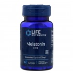 Мелатонін, Melatonin, Life Extension, 1 мг, 60 капсул