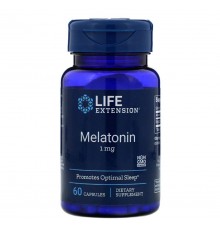 Мелатонин, Melatonin, Life Extension, 1 мг, 60 капсул