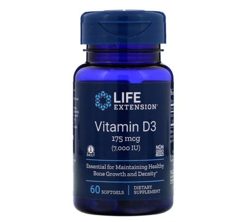 Вітамін Д3, Vitamin D3, Life Extension, 7000 МО, 60 капсул Вітамін Д3, Vitamin D3, Life Extension, 7000 МО, 60 капсул