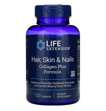 Комплекс для волосся, шкіри та нігтів з колагеном, Hair, Skin & Nails, Life Extension, 120 таблеток