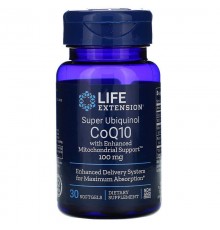 Коэнзим Q10 (Убихинол) CoQ10, Super Ubiquinol, CoQ10, Life Extension, 100 мг, 30 капсул