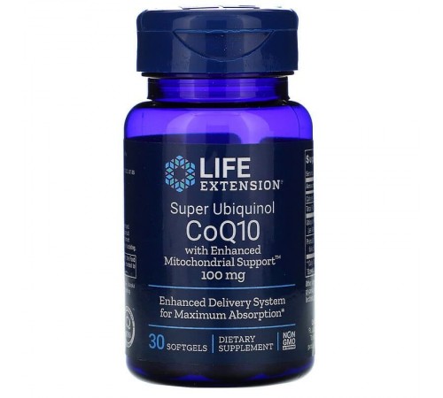 Коэнзим Q10 (Убихинол) CoQ10, Super Ubiquinol, CoQ10, Life Extension, 100 мг, 30 капсул