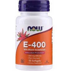 Вітамін Е-400 Суміш токоферолів , Mixed Tocopherolols E-400, Now Foods, 268 мг, 50 капсул
