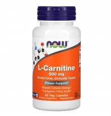 Л-карнитин, L-Carnitine, Now Foods, 500 мг, 60 капсул