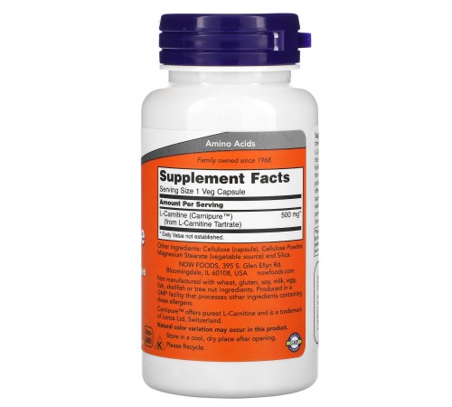 Л-карнитин, L-Carnitine, Now Foods, 500 мг, 60 капсул Л-карнитин, L-Carnitine, Now Foods, 500 мг, 60 капсул