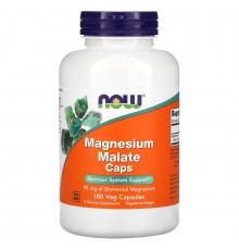 Магній малат, Magnesium Malate Caps, Now Foods, 180 вег. капсул