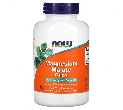 Магний малат, Magnesium Malate Caps, Now Foods, 180 вег. капсул Магний малат, Magnesium Malate Caps, Now Foods, 180 вег. капсул