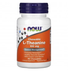 Амінокислота L-Теанін, L-Theanine, Now Foods 100 мг, 90 жувальних таблеток