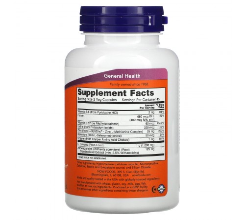 Комплекс для щитовидної залози, Thyroid Support, Now Foods, 90 вегетаріанских капсул