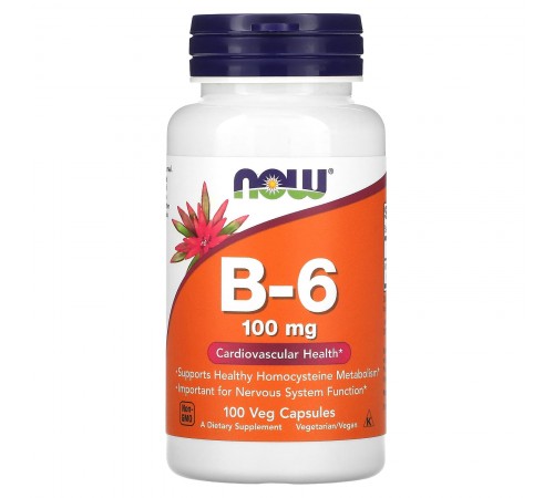 Витамин B6, Vitamin B-6, Now Foods, 100 мг, 100 вег. капсул Витамин B6, Vitamin B-6, Now Foods, 100 мг, 100 вег. капсул