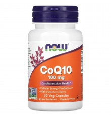 Коэнзим Q10 с ягодами боярышника, CoQ10, Now Foods, 100 мг, 30 капсул