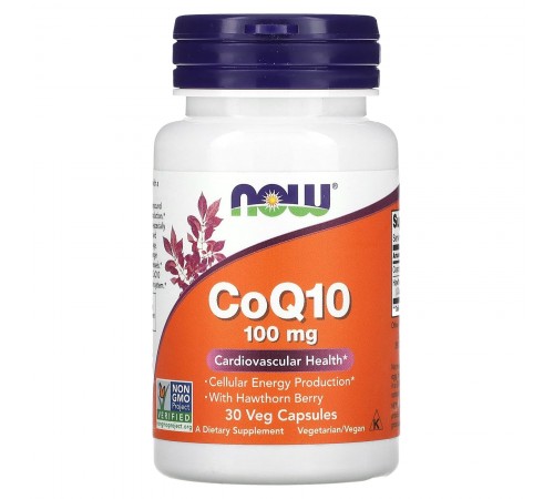 Коэнзим Q10 с ягодами боярышника, CoQ10, Now Foods, 100 мг, 30 капсул Коэнзим Q10 с ягодами боярышника, CoQ10, Now Foods, 100 мг, 30 капсул