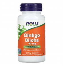 Гінкго білоба, Ginkgo Biloba, Now Foods, 60 мг, 60 капсул