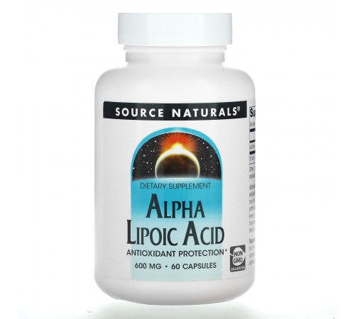 Альфа-липоевая кислота, Source Naturals, Alpha Lipoic Acid, 600 мг, 60 капсул Альфа-липоевая кислота, Source Naturals, Alpha Lipoic Acid, 600 мг, 60 капсул