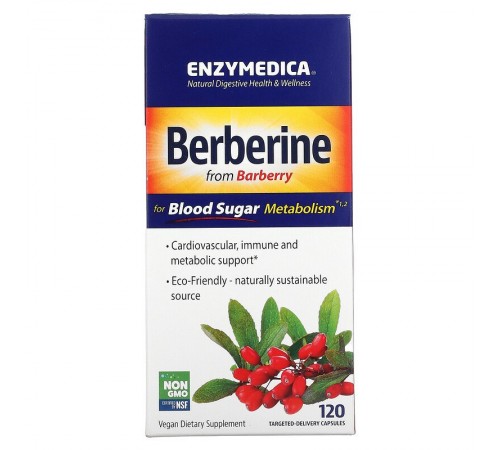 Берберин, Berberine, Enzymedica, 120 капсул Берберин, Berberine, Enzymedica, 120 капсул