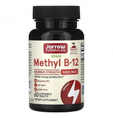 Метил B12, Methyl B-12, Jarrow Formulas, 5000 мкг, 60 жевательных таблеток (Вишня)
