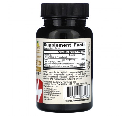 Метилфолат и метил B-12, Methyl Folate & Methyl B12, Jarrow Formulas, 1000/400 мкг, 100 жев. табл. Метилфолат и метил B-12, Methyl Folate & Methyl B12, Jarrow Formulas, 1000/400 мкг, 100 жев. табл.