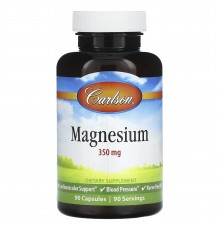 Магній 350 мг, Magnesium, Carlson Labs,350 мг 90 капсул