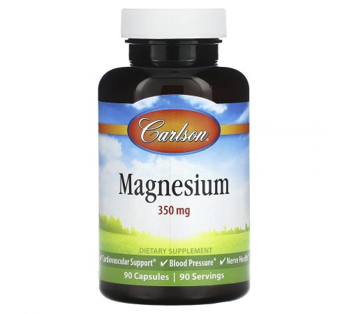 Магний, Magnesium, Carlson Labs, 350 мг, 90 капсул Магний, Magnesium, Carlson Labs, 350 мг, 90 капсул