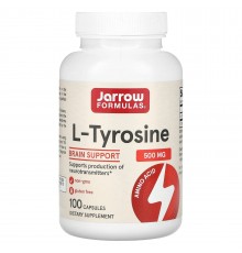 Тирозин, L-Tyrosine, Jarrow Formulas, 500 мг, 100 капсул