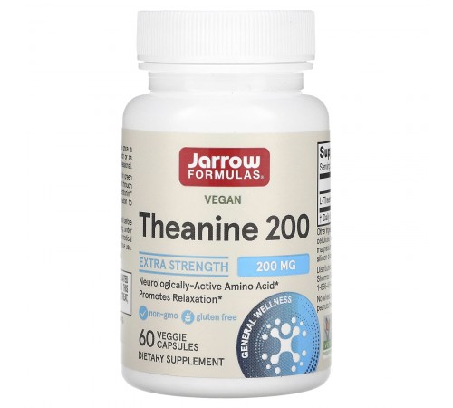 Теанин, Theanine, Jarrow Formulas, 200 мг, 60 капсул Теанин, Theanine, Jarrow Formulas, 200 мг, 60 капсул