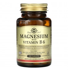 Магний + B6, Magnesium + B6, Solgar, 100 таблеток