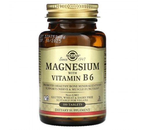 Магний + B6, Magnesium + B6, Solgar, 100 таблеток Магний + B6, Magnesium + B6, Solgar, 100 таблеток