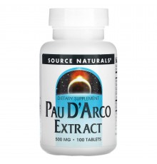 По Д`Арко, Pau D`Arco Extract,Source Naturals, 500 мг, 100 таблеток