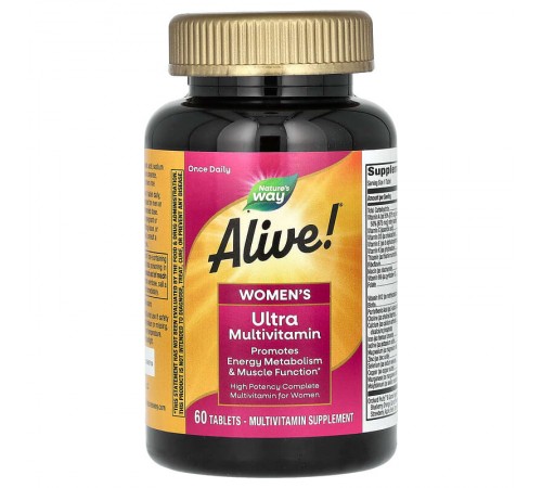 Мультивитамины для женщин, Alive!, Women's Multi-Vitamin, Nature's Way, 60 таблеток Мультивитамины для женщин, Alive!, Women's Multi-Vitamin, Nature's Way, 60 таблеток
