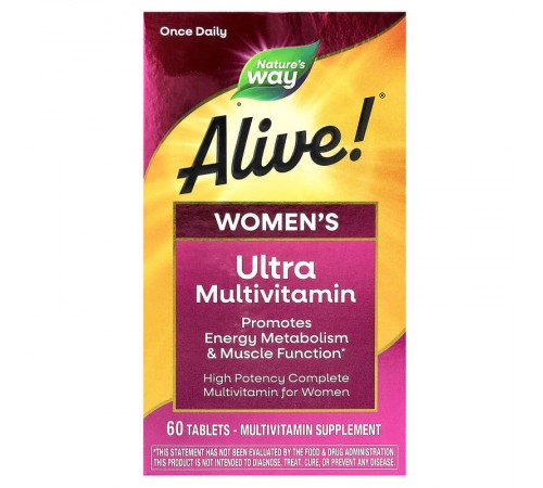 Мультивитамины для женщин, Alive!, Women's Multi-Vitamin, Nature's Way, 60 таблеток Мультивитамины для женщин, Alive!, Women's Multi-Vitamin, Nature's Way, 60 таблеток