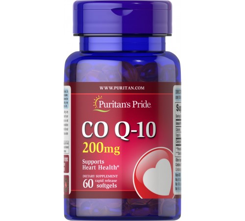 Коэнзим Q10, CO Q-10, Puritan's Pride, 200 мг, 60 гелевых капсул