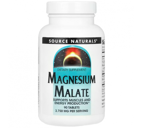 Магний малат, Magnesium Malate, Source Naturals, 3750 мг, 90 таблеток Магний малат, Magnesium Malate, Source Naturals, 3750 мг, 90 таблеток