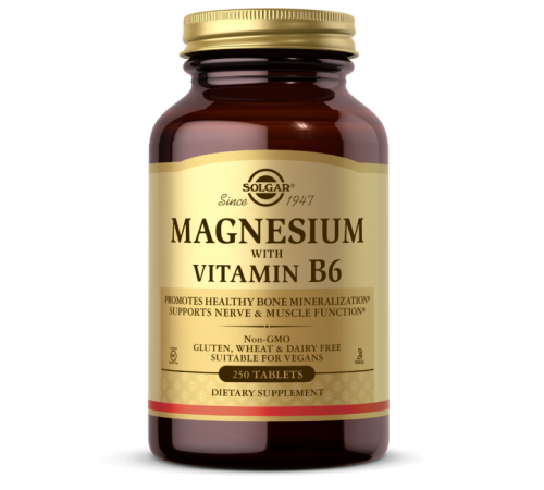 Магний + B6, Magnesium + B6, Solgar, 250 таблеток