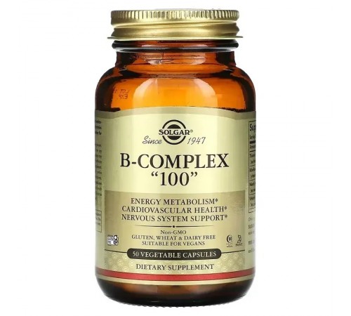 Б-комплекс, B-Complex "100", Solgar, 50 капсул