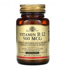 Витамин В-12, Vitamin B-12, Solgar, 500 мкг, 100 таблеток