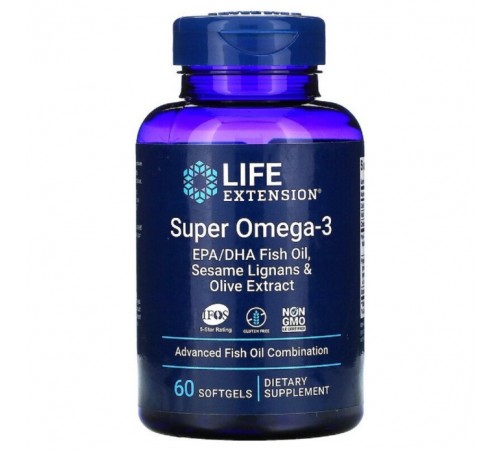 Омега-3, Omega Foundations, Life Extension, 60 капсул