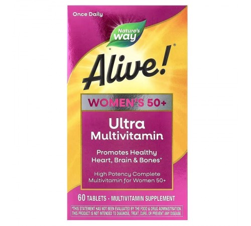 Мультивітаміни для жінок 50+, Alive! Women's 50+, Multi-Vitamin, Nature's Way, 60 таблеток Мультивітаміни для жінок 50+, Alive! Women's 50+, Multi-Vitamin, Nature's Way, 60 таблеток