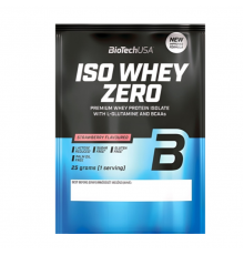 Изолят сывороточного протеина, Iso Whey Zero, BioTech, 25 грамм, (Клубника) Пробник