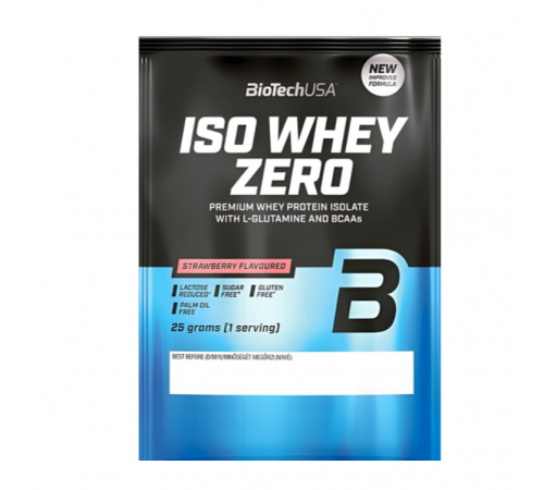 Изолят сывороточного протеина, Iso Whey Zero, BioTech, 25 грамм, (Клубника) Пробник