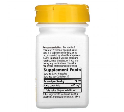 Альфа-липоевая кислота, Alpha Lipoic Acid, Nature's Way, 60 капсул, 200 мг