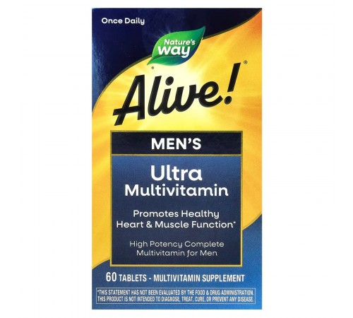Мультивитамины для мужчин, Alive! Men's Multi-Vitamin, Nature's Way, 60 таблеток Мультивитамины для мужчин, Alive! Men's Multi-Vitamin, Nature's Way, 60 таблеток