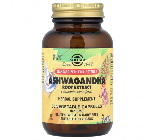 Ашваганда, экстракт корня, Ashwagandha Root Extract, Solgar, 60 вег. капсул