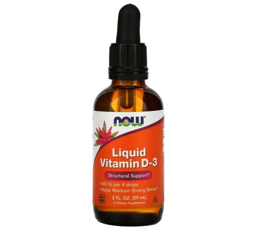 Вітамін D3, Liquid Vitamin D-3, рідкий, NOW Foods,10 мкг (400 МО), 59 мл