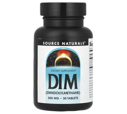 Дііндолілметан, DIM, Source Naturals, 200 мг, 30 таблеток
