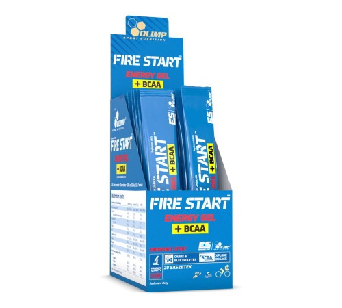 Передтренувальний комплекс, Fire Start Energy Gel + BCAA, 36 грам, (Апельсин)