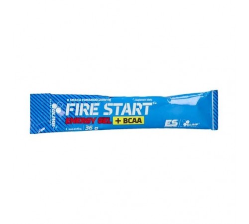 Передтренувальний комплекс, Fire Start Energy Gel + BCAA, 36 грам, (Апельсин)