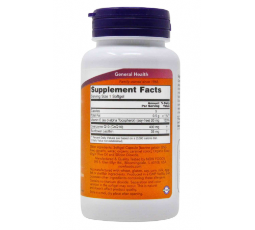 Коэнзим Q10, CoQ10, Now Foods, 400 мг, 30 капсул