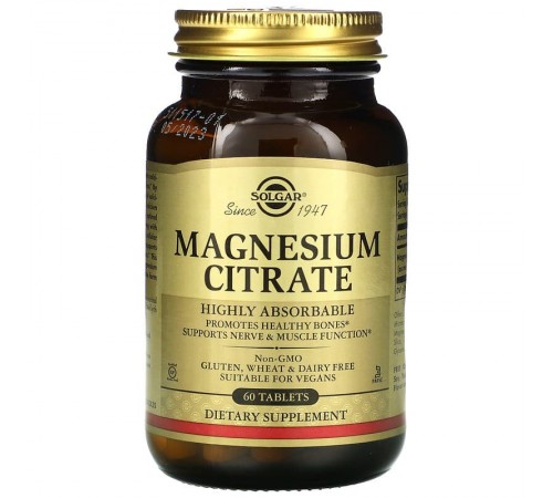 Магний цитрат, Citrate Magnesium, Solgar, 60 таблеток