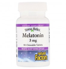 Мелатонин, Melatonin, Natural Factors, 3 мг, 90 таблеток